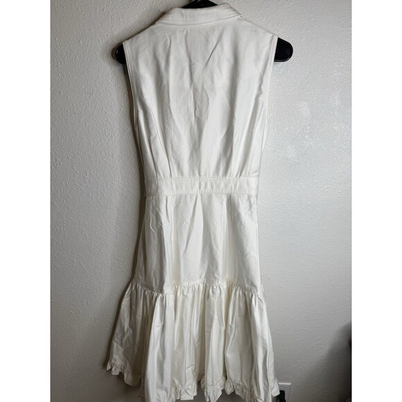 Calvin Klein Women’s White Sleeveless Shirt Dress Sz 8 Belted Button Front Hem - Picture 10 of 14